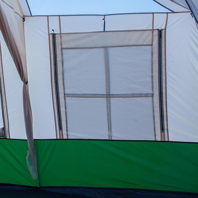 KTT Extra Large Tent 10-12-14 Person(A),Family Cabin Tents,2 Rooms,3 Doors and 3 Windows with Mesh,Straight Wall,Waterproof,Double Layer,Big Tent for Outdoor,Picnic,Camping,Family Gathering