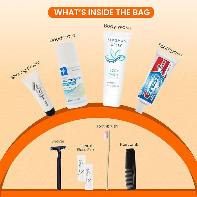 Trektote Travel Toiletry Kit For Men And Women – 10 Piece Set of Travel Size Toiletries, TSA Compliant, Includes Body Wash, Deodorant, Shaving Cream And Razor, Oral Care, Reusable Toiletry Bag & More