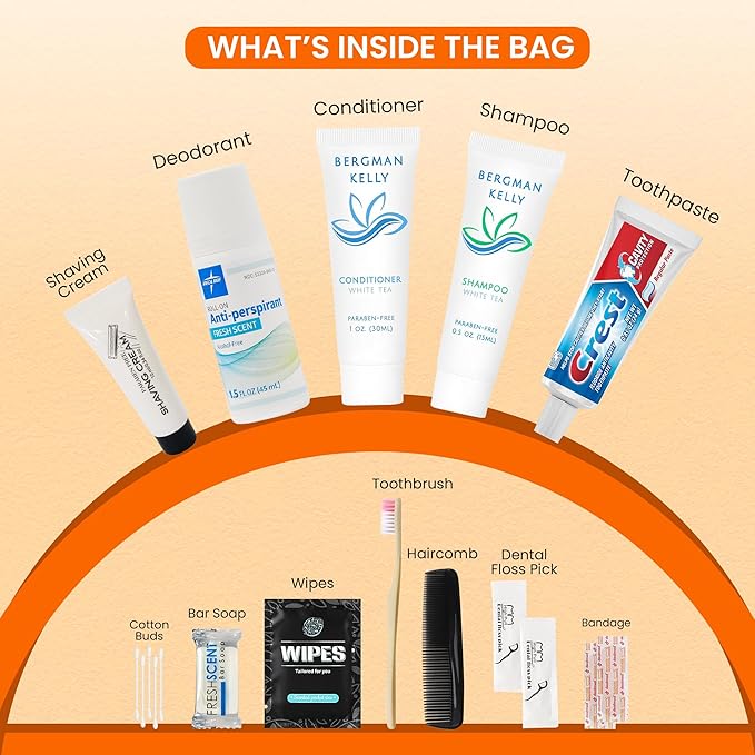 Trektote Travel Toiletry Kit For Men And Women – 15 Piece Set of Travel Size Toiletries, TSA Compliant, Includes Shampoo And Conditioner, Body Wash, Oral Care, Reusable Toiletry Bag & More