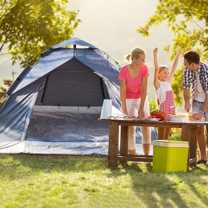 1/2/3/4 Person Pop-Up Camping Tent, Instant Setup Family Tent with Double Layer & Large Mesh Windows, Portable for Hiking, Backpacking & Outdoor Adventures, Waterproof & Windproof