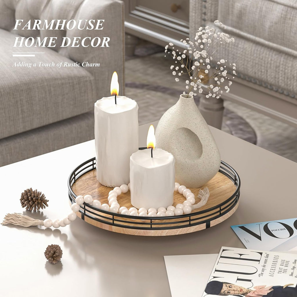 10" Lazy Susan Oak Wood Turntable Organizer for Cabinet, Round Wooden Farmhouse Lazy Susan Organization and Storage for Dining Table, Pantry, Kitchen, Countertop, Cupboard,Home Decor