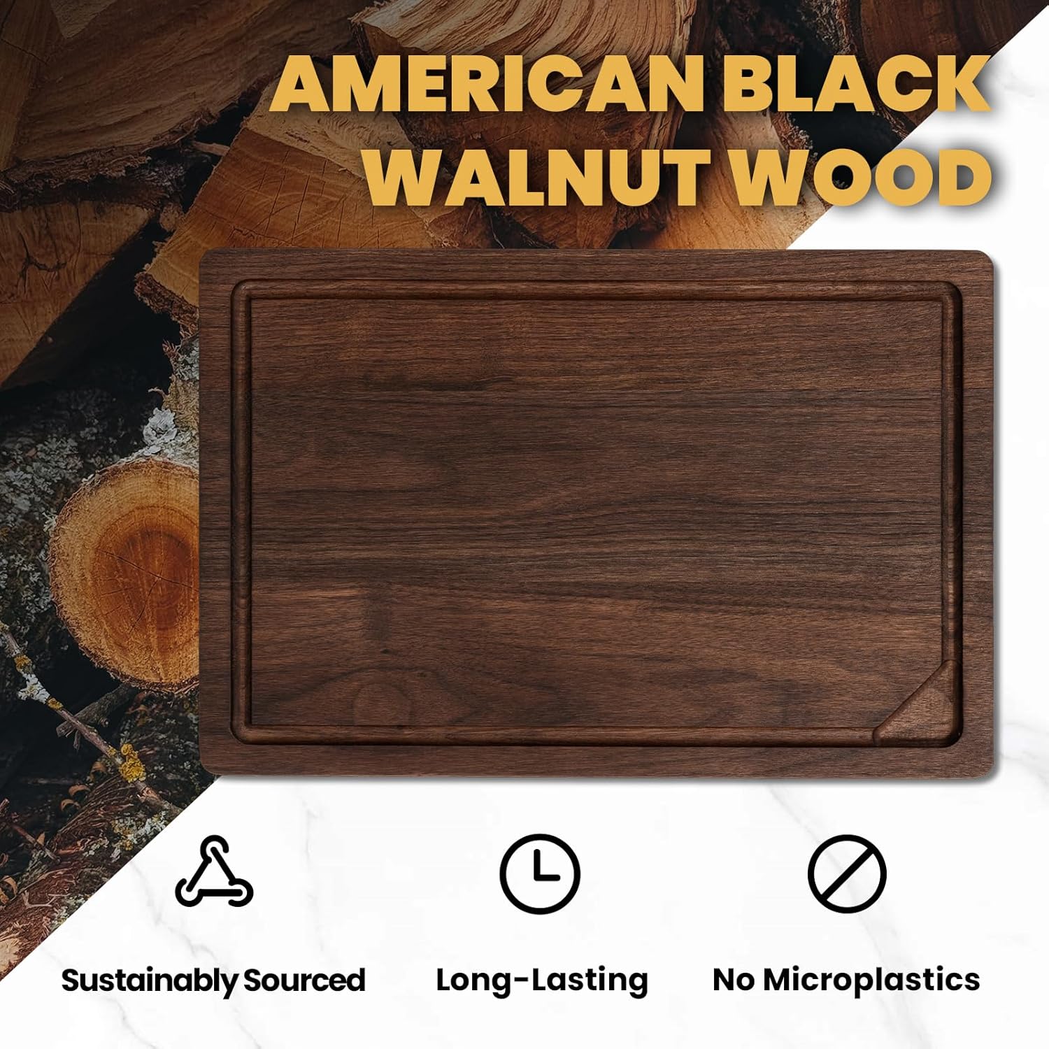 Heimlove 24x18 Walnut Cutting Board, Wooden Cutting Boards for Kitchen, Large Butcher Block Cutting Board, Wood Cutting Boards for Kitchen with Juice Groove, Gift for Festival, Wedding(Gift Box)