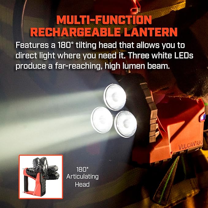 Streamlight 44311 Vulcan 180 LED Rechargeable Lantern AC/DC Charger 1200 Lumen, Orange - 1200 Lumens