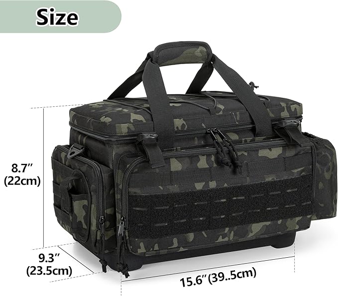 Waterproof Fishing Tackle Bag with Waterproof EVA Bottom (No Tackle Boxes in Package), Soft Tackle Box Storage Bag with Rod Holder, Pliers Storage for Fishing