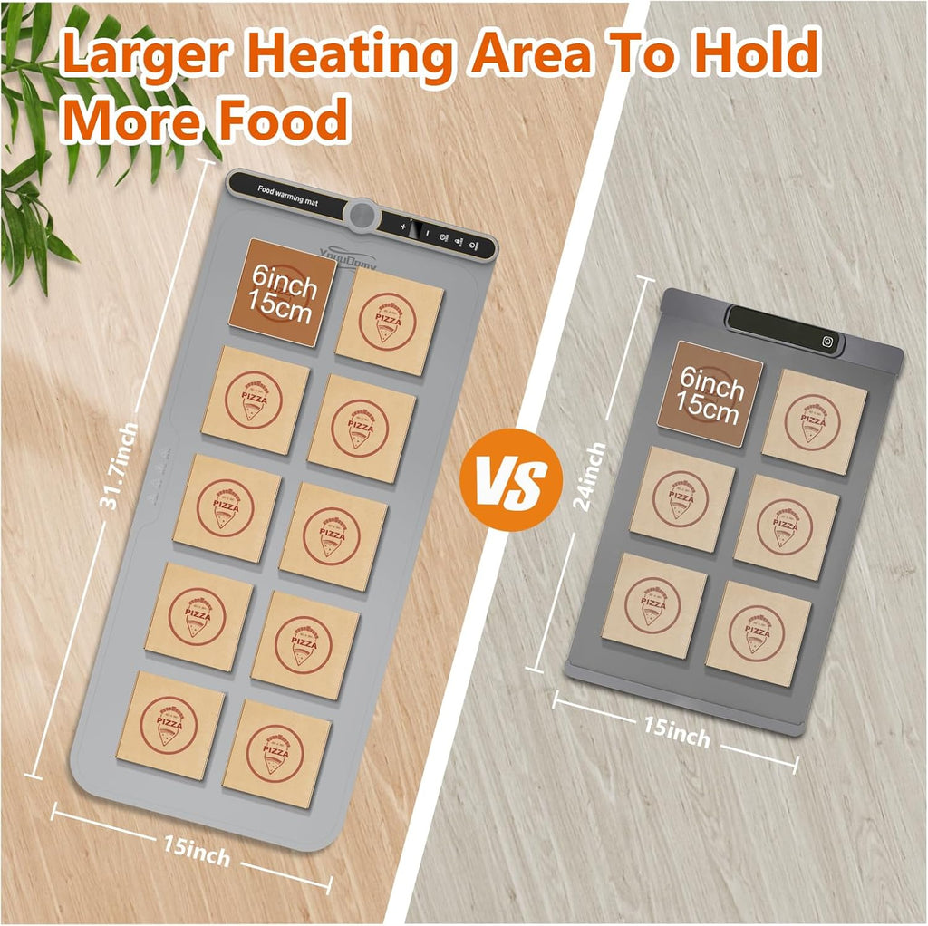 Warming Mat for Food Extra Large - Food Warming Mat, 31.7"x15" Heating Mat for Food with 9 Temperature Settings and 6H Timer, Full Surface Heating Warming Tray for Parties Daily Use(Gray)