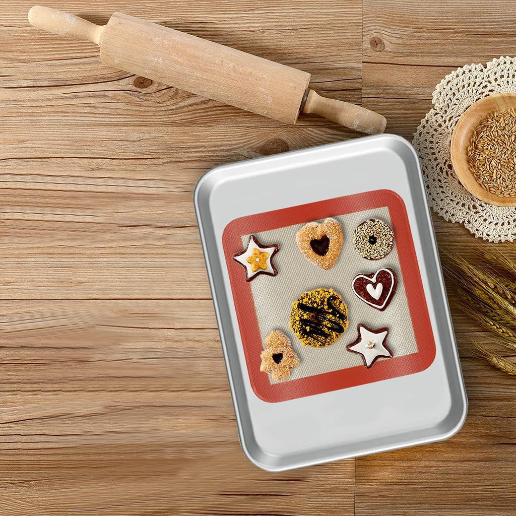 Square Silicone Baking Mats for 9 Inch Cake Pan, 8.5" Food Grade Non-stick Reusable Silicone Mat for Baking Pan for Bread/Pastry/Toast/Pie, Professional Cookie Sheets Liners for Brownie Pan 2 PCS