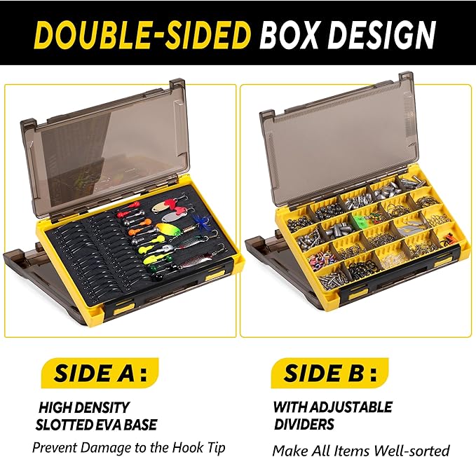 TOPFORT 187/343pcs Fishing Accessories Kit, Organized Fishing Tackle Box with Tackle Included, Fishing Hooks, Fishing Weights Sinkers, Fishing Gear and Equipment, Fishing Gift for Men