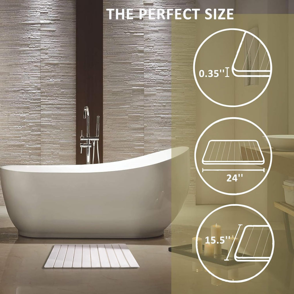 Stone Drying Mat for Kitchen Counter, Large Stone Dish Drying Mats Foldable, Ultra Absorbent Diatomaceous Earth Mats for Kitchen Dishes Bottles Cups Bathroom, 24x16 Inch (White drying mat, Large)