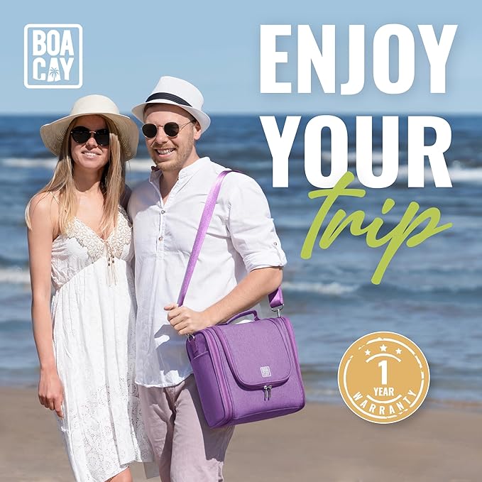 BOACAY Extra Large Hanging Travel Toiletry Bag for Women and Men, Makeup Bag, Bathroom & Shower Organizer Kit for Accessories, Cosmetics, Essentials