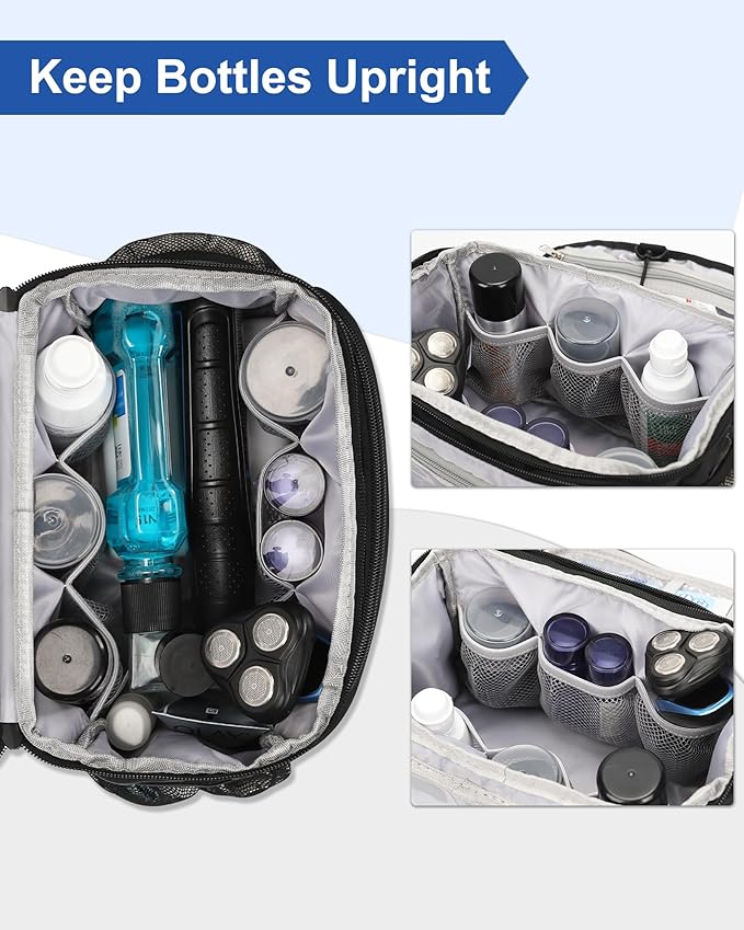 Relavel Toiletry Bag for Men, Hanging Toiletries Bag for Women Water Resistant Dopp Kit Shaving Bag, Travel Essentials Large Capacity Organizer Case for Toiletries Accessories, Black