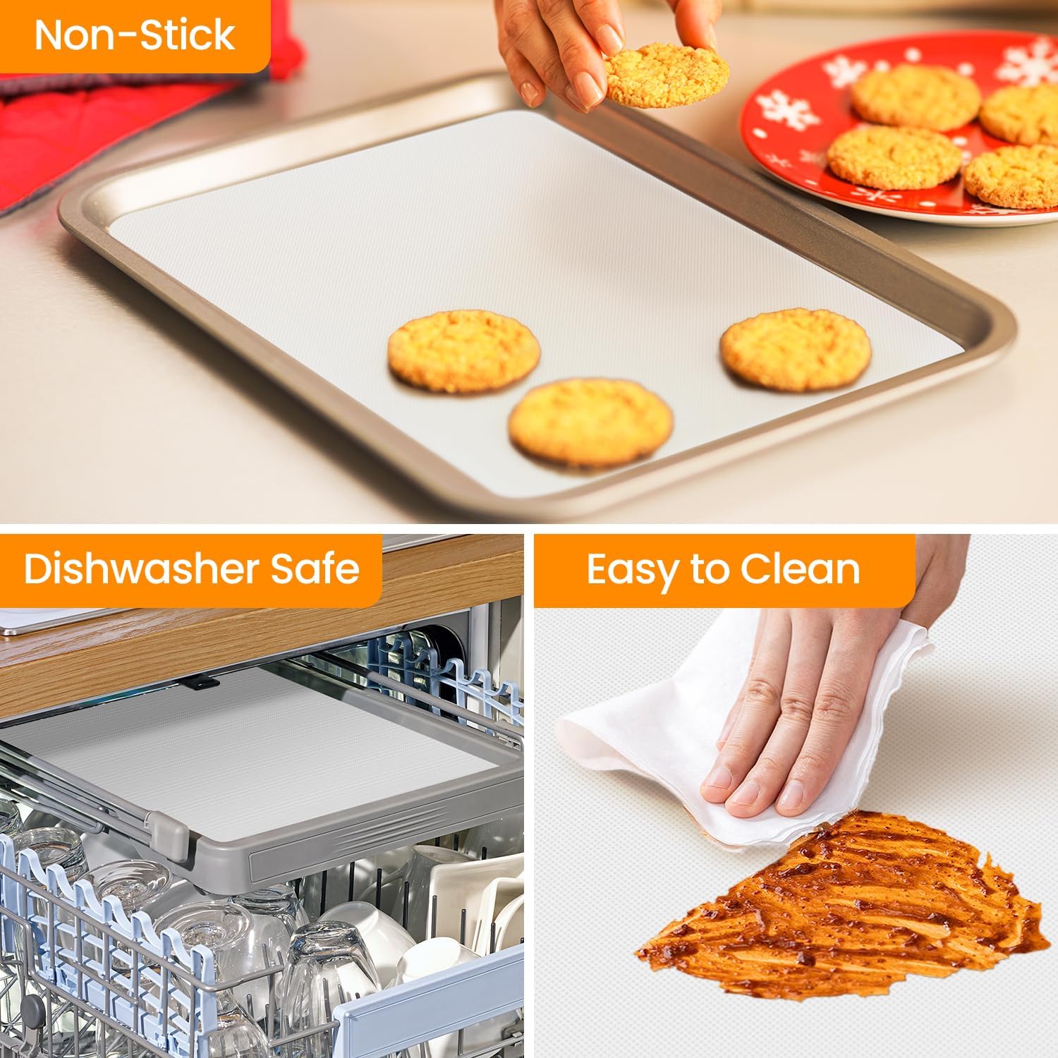 Cut to Size Silicone Baking Mat Roll, Food Grade Heat Resistant Silicone Baking Sheet, Silicone Liner for Baking, Reusable Freeze Dryer Mat Refrigerator Liners, No Slip Countertop Protector Mat
