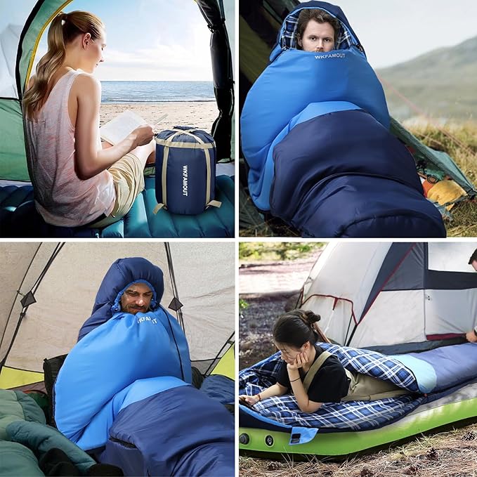 Cold Weather Mummy Sleeping Bag Flannel 0 Degree Winter Sleeping Bag Machine Washable Heavy Duty for Adults,Teenager with Compression Sack 4 Seasons for Camping Hiking Traveling