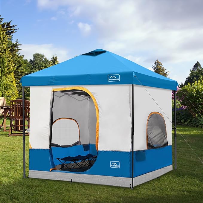 KAMPKEEPER 6 Person Camping Tent, 10x10 Pop Up Canopy Tent with Camping Inner Tent, Converts 10'x10' Straight Leg Canopy into Camping Tent–Fully Vented Roof(Canopy & Frame Included)
