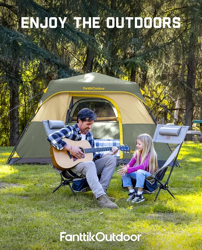 FanttikOutdoor Camping Tent 4/6/8/10 Person Instant Cabin Tent Setup in 60 Seconds with Rainfly & Windproof Portable with Carry Bag for Family Camping & Hiking, Upgraded Ventilation