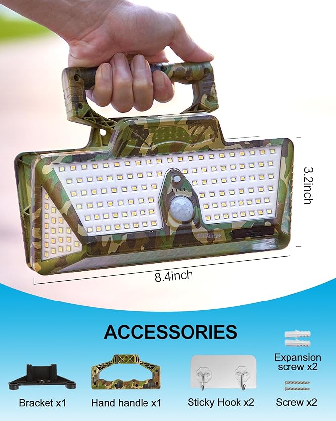 1500Lumens High Bright Solar Camping Lights, 208LEDs Solar Powered & USB Rechargeable Tent Lights,IP68 Waterproof Portable Outdoor Camping Light Solar Powered for Emergency Power Outage