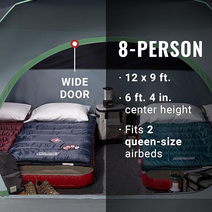 Coleman Skydome Series Camping Tent Weatherproof Tent Includes Pre-Attached Poles Rainfly Carry Bag and Unique Pattern Sets up in 5 Minutes