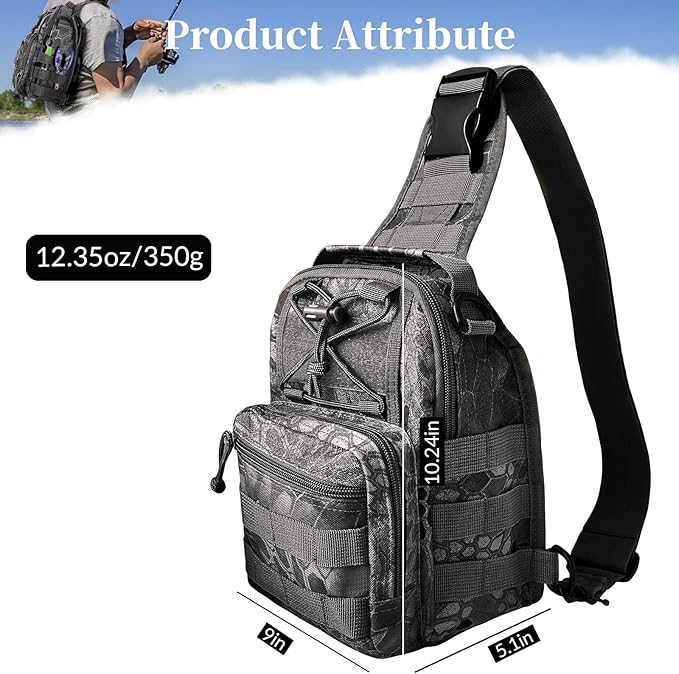 Fishing Backpack Tackle Storage Bag With Rod Holder - Sling Gear Storage