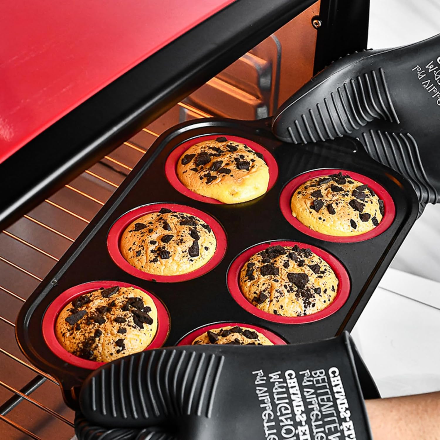 Silicone Muffin Pan, 6 Cups Muffin Pans for Baking with Metal Frame, Cupcake Pan, Egg Bite Molds, Muffin Tin Tray Easy to Pop Nonstick Non Toxic Bakeware for Oven