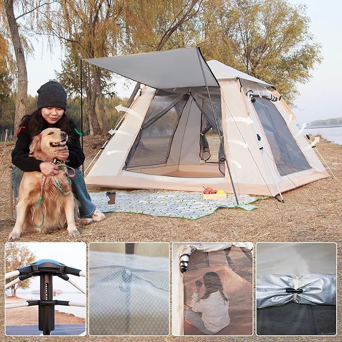 2 Person Windproof Oxford Tent Easy Setup Backpacking Tent for Camping, Hiking, Traveling