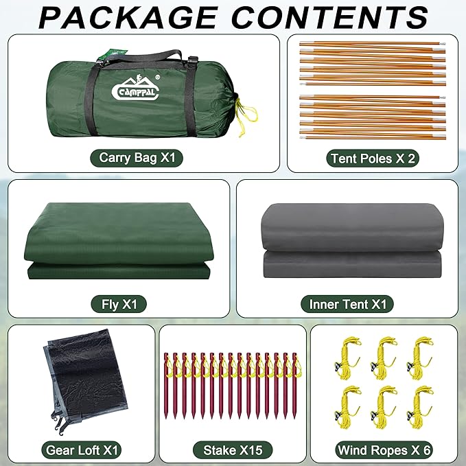 2-3 Person Tent - Waterproof Windproof 4 Season Tent for Backpacking, Hiking, Hunting, Motorcycling & Biking