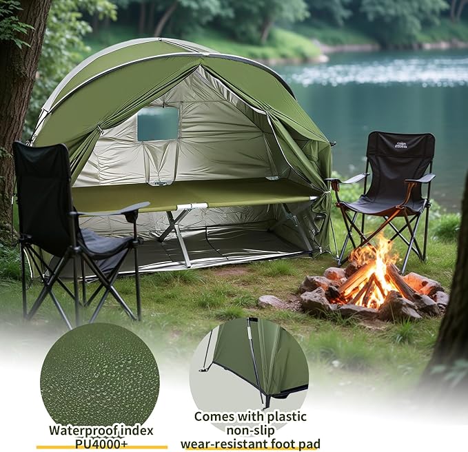 Cot Tent,Foldable Camping Cot with Tent,Portable Single Sleeping Camping Bed with Carry Bag,Versatile for Solo Campers and Outdoor Relaxation