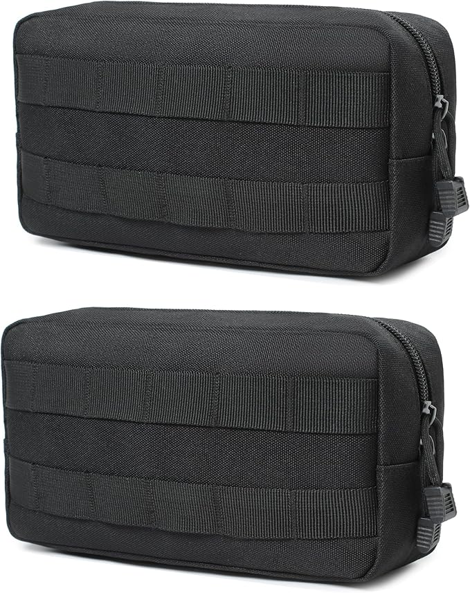 2 Pack Tactical Molle Admin Pouches - Utility Molle Tool Pouch EDC Carry Belt Pouch Horizontal Modular Pouches Phone Pouch for Men,Multi-Purpose Utility Work Organizer Bag