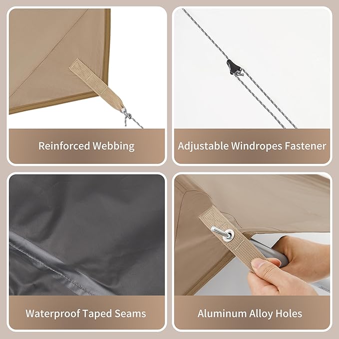Naturehike Camping Tent Tarp with Poles, Waterproof PU 18000mm+, Anti-UV UPF2000+ Sun Shelter Rain Fly, Tent Canopy for Outdoor Party, Picnic (16.4 x 12.5ft), CNK2350WS015
