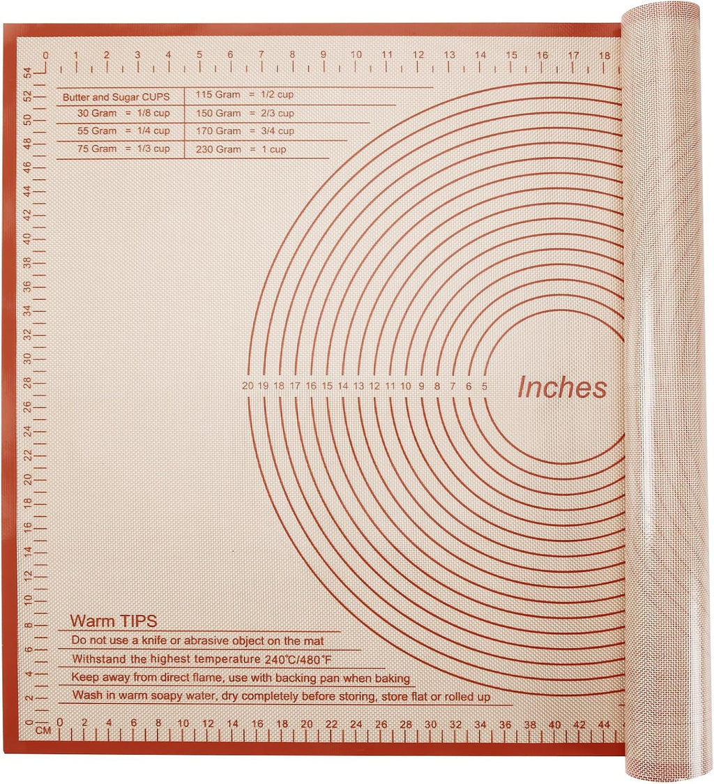 Silicone Pastry Mat 36x24 Inch Nonstick Baking Mat Perfect for Dough, Pastry Board, Dough Rolling, Kneading Board, Pie Crust, Fondant, Pasta/Pizza, Kitchen Counter Mat