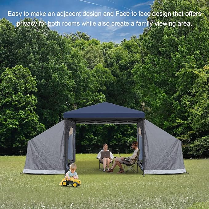 KAMPKEEPER Side Tent,Camping Tent for 10' x 10' Pop Up Canopy, Easy Set Up Gazebo,Compatible with 10' Wide Canopy Tents（Grey）