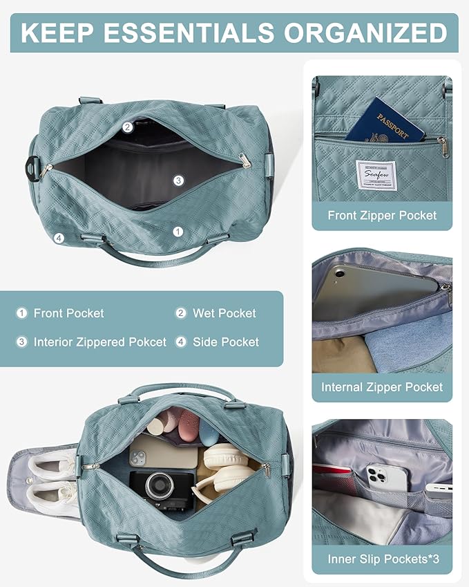 Gym Bag Womens,Travel Duffel Carry on Bag Sport Tote Bag Weekend Overnight Bag