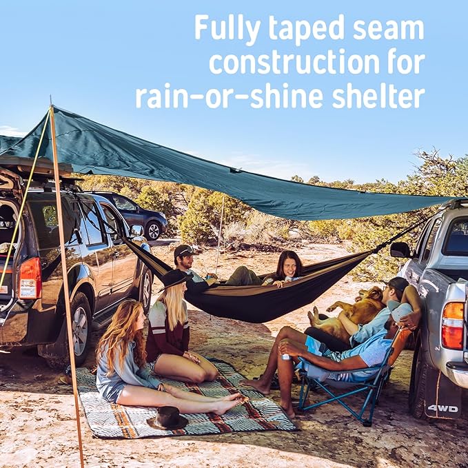 Kelty Noah’s Tarp Sun Shelter and Multi-Use Awning Rainfly, Portable Canopy UV Protection, Waterproof + Durable, 3 Sizes for Customized Pitch