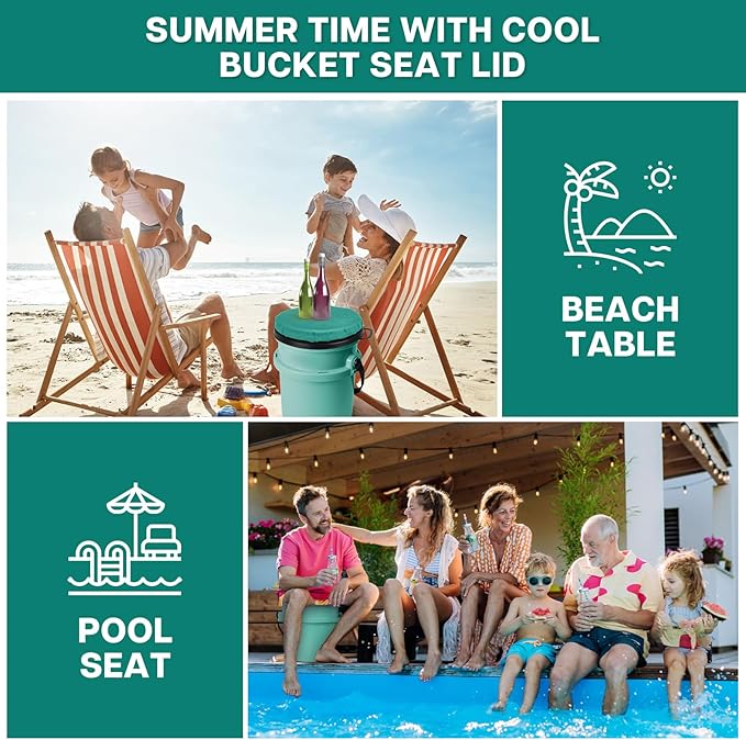 YETI 5 Gallon Bucket Seat - 360-Degree Swivel Lid, Cushion for Fishing, Hunting, Tool Organizer, Car Washing, Gardening, Camping