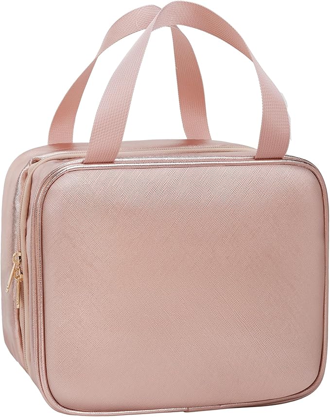 Travel Makeup Bag Hanging Toiletry Bag for Women Men TSA Approved Clear Bag Toiletries Waterproof Cosmetic Bag Toiletry Bag Travel Toiletry Organizer for Bathroom Shower, Rose Gold