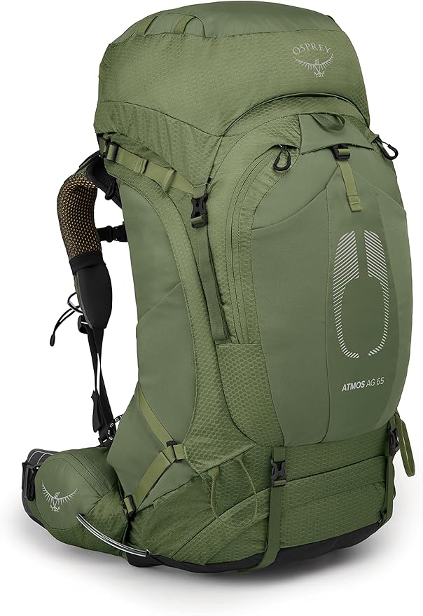Osprey Atmos AG 65L Men's Backpacking Backpack, Mythical Green, S/M