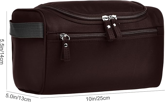 Vercord Mens Toiletry Bag Wash Travel Small Shaving Dop Kit Shower Bathroom Ditty Hygiene Bag Coffee