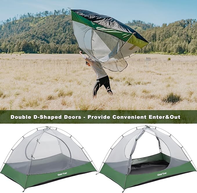 GEERTOP Ultralight Backpacking Tent 2 Person Waterproof Camping Tent 2 Man Double Wall Outdoor Easy Setup Tent for Family Camp, Hiking Hunting Mountaineering Travel