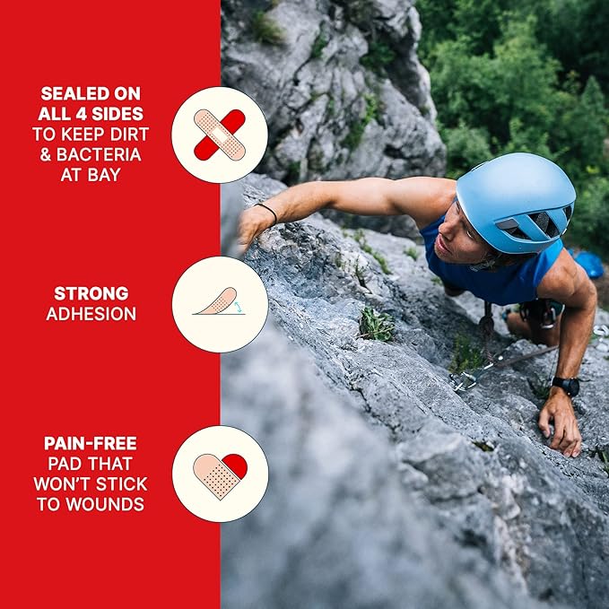 ELASTOPLAST Fabric and Plastic Adhesive Bandages Variety Pack (80 Strips), Flexible & Water-Resistant Bandage with All-Around Adhesion, Ideal for First Aid Kit {Imported from Canada}