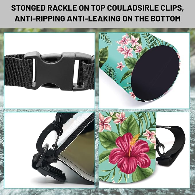 Waterproof Dry Bag,Roll Top Tropical Summer Watercolor Hibiscus Small Waterproof Backpack 5L/10L/20L Floating Lightweight Bags for Kayaking, Boating, Swimming Camping with Waterproof Phone Case