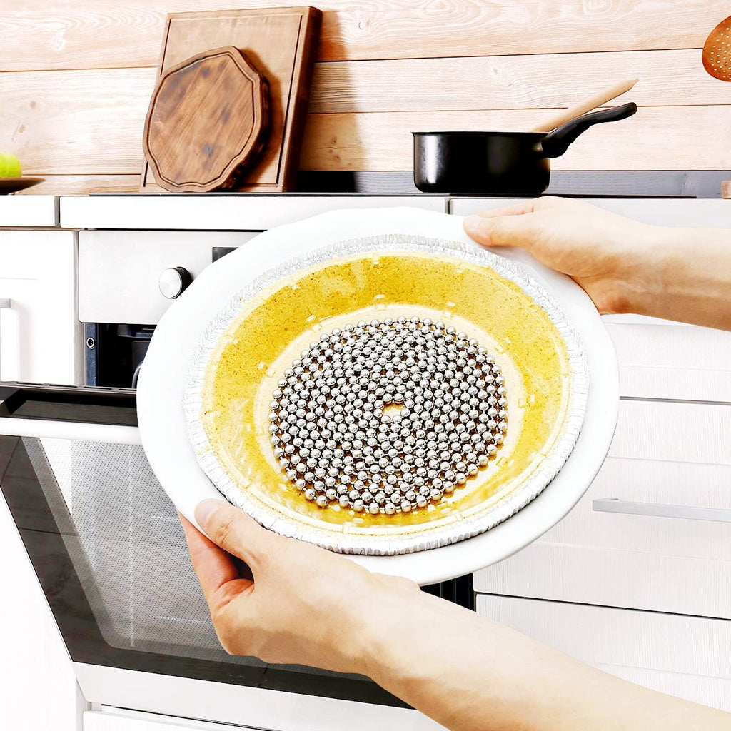 Durable Baking Supplies: Stainless Steel Chain Pie Weights, Reusable and Easy to Clean, Odorless, Safe Pie Weights for Pie Crusts, Oven Safe Baking Beads (6 feet)