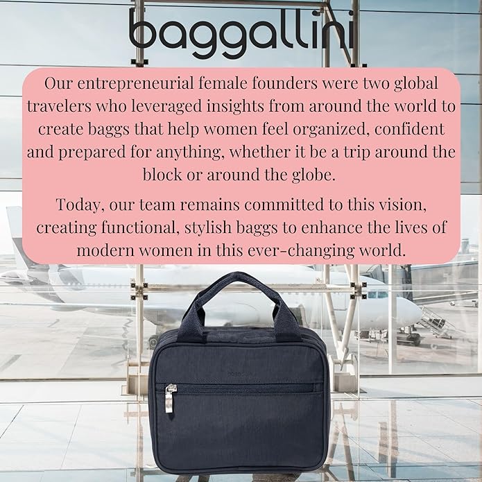 Baggallini Unisex's Hanging Travel Toiletry Kit-Lightweight 6x10 Inch Makeup Bag Toiltery