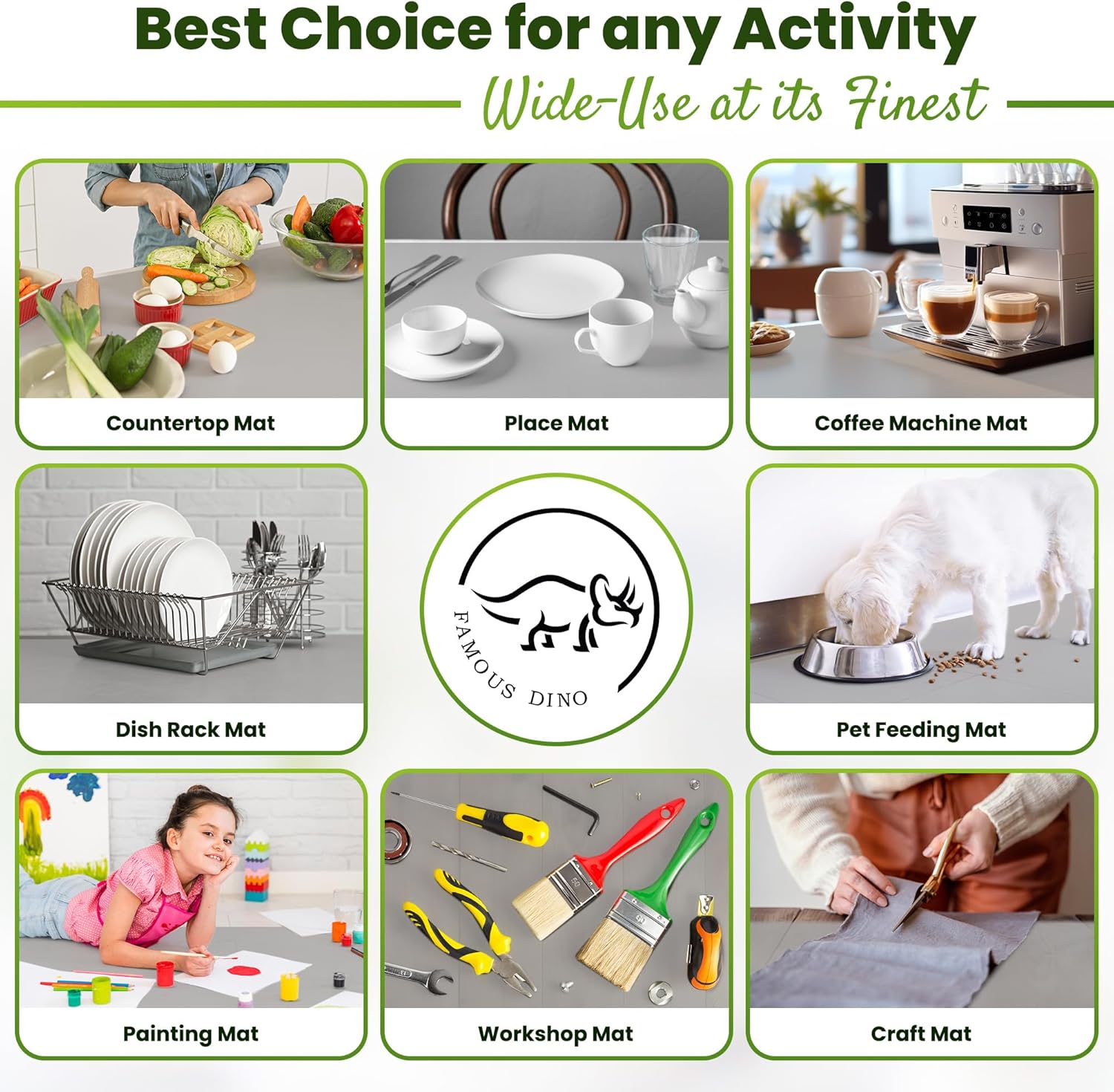 Premium Silicone Mat 25" x 17" Cooking Mat Thick Heat Resistant, Kitchen Counter Mat Waterproof - Coffee Machine, Glass Top Stove Cover Countertop Protector for Air Fryer, Baking mat (Light Grey)