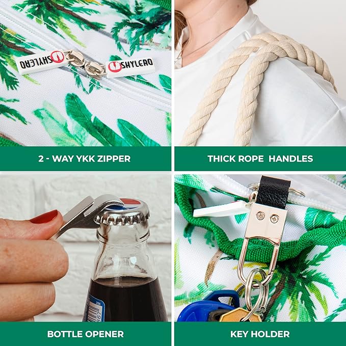 SHYLERO Beach Bag and Pool Bag. Has Airtight Pouch, Ton of Pockets. Beach Tote is Zippered, Water Resistant. Family Size