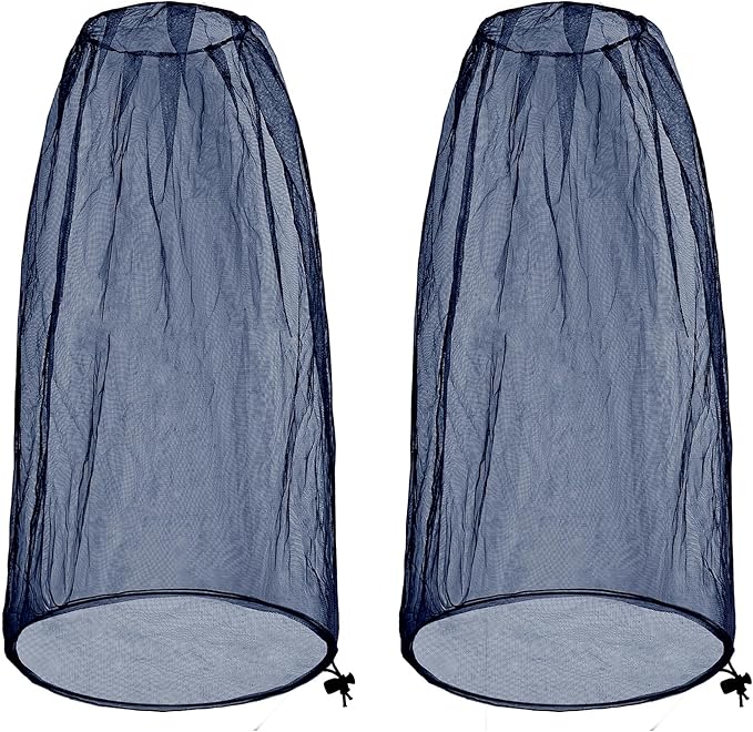 2 Pack Ultra Large Mosquito Net 42x25 Inches Mosquito Head Net Oversized Insect Netting Bug Fits Most Hats for Gardening Hiking Fishing Traveling(Navy Blue)