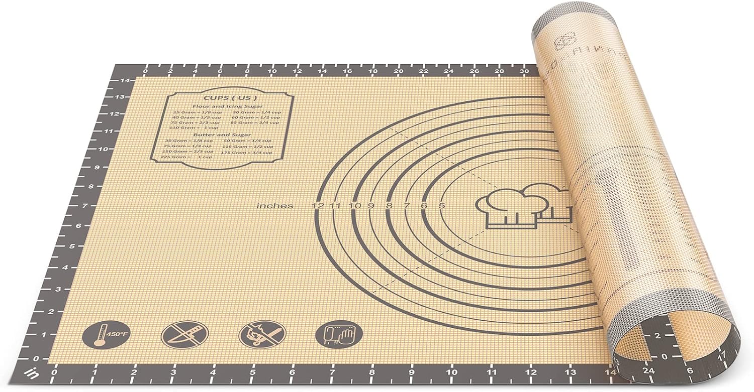 Silicone Pastry Mat, 36" x 24" Extra Large Non Stick Baking Mat with Measurement Non-slip Silicone Dough Rolling Mat for Making Cookies, Oven Liner, Fondant/Pie Crust Mat