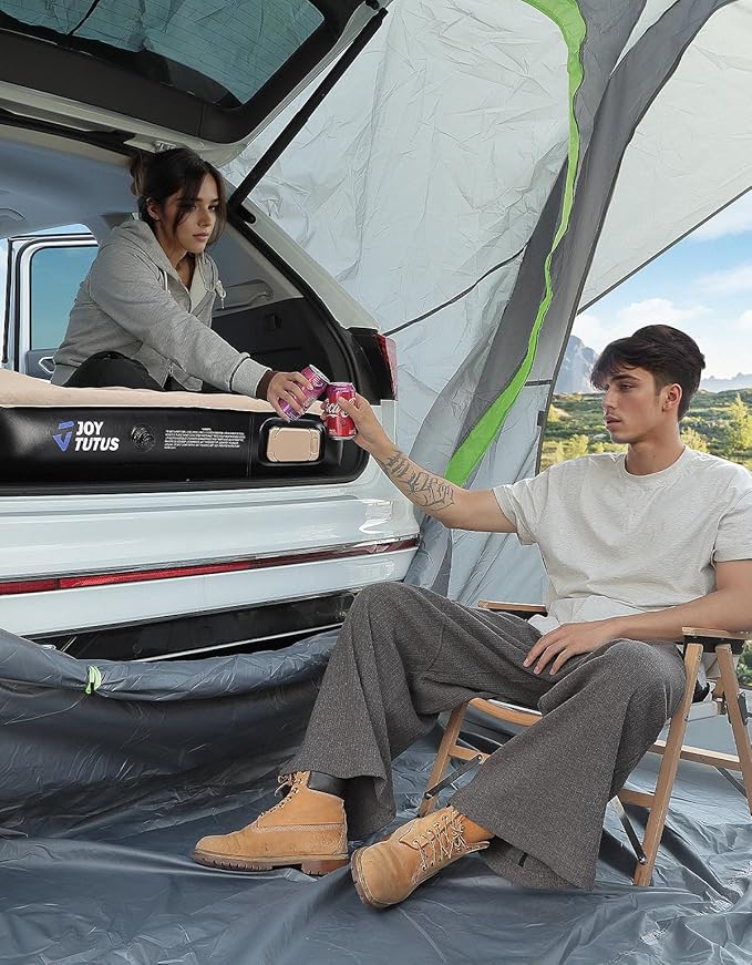 JOYTUTUS SUV Air Mattress Camping Bed,3.0 Thickened Flocking Car Camping Inflatable Mattress,Anti-Leakage,with 2 Pillows & Electric Pump Universal Car Bed for SUV Trunk and Rear Seat