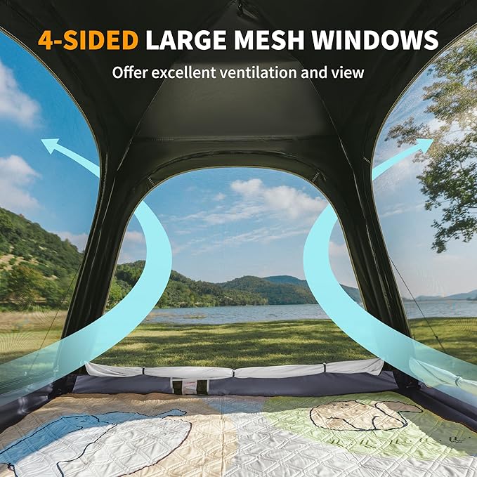 Naturehike Upgraded Ango 3-4 Person Blackout Tent,Instant Pop up Tents for Camping, Waterproof Anti-UV Camping Tent