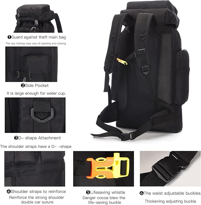 100L Hiking Camping Backpack Tactical Backpack for Men Large Survival Hunting Waterproof Backpack Molle Rucksack Military Camping Backpacking Daypack