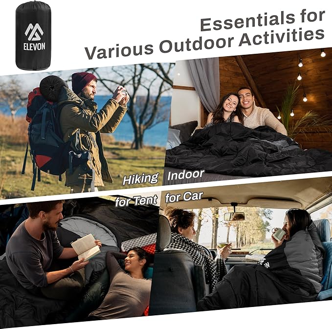 Sleeping Bag for Adults Teens Kids Cold Warm Weather, Portable Waterproof & Lightweight, Compact with Compression Sack, for 3-4 Seasons Camping, Backpacking, Hiking, Travel, Indoors Outdoors