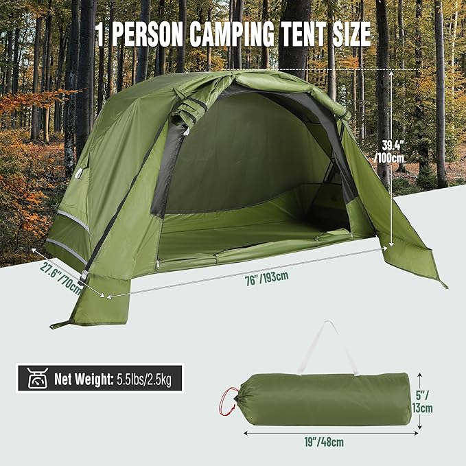 REDCAMP Multifuncational Cot Tent for 1 Person, Folding Camping Tent cot for Adult, Portable Elevated Tent Off The Ground Tent, 76x28x39.5in