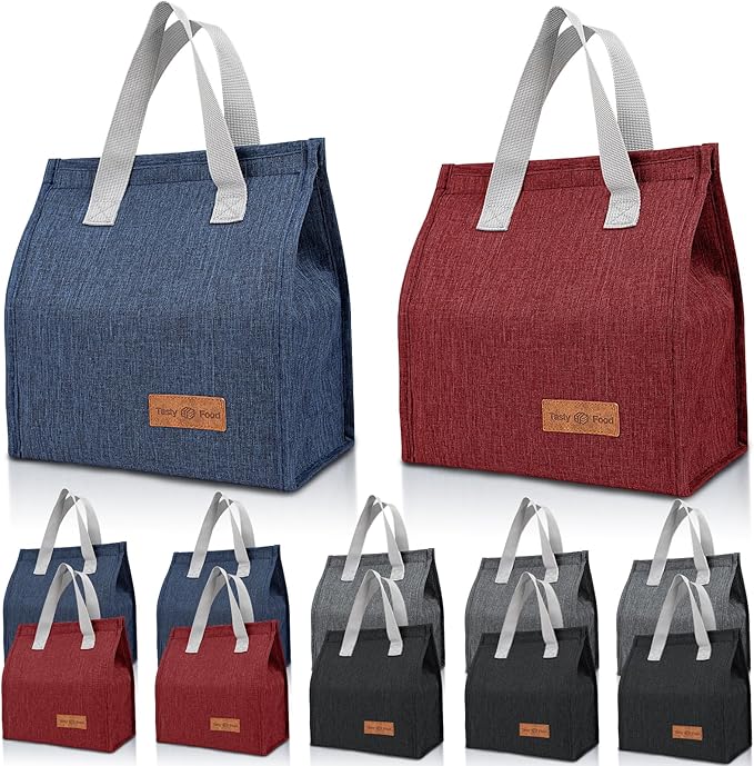 12 Pack Lunch Bags Bulk,Insulated Reusable Lunch Bags with Aluminum for Women Men,Leakproof Tote Large Lunch Box for Office,Work,Beach or Travel,multicolor